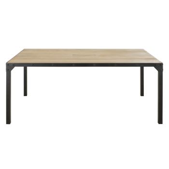 Factory BUSINESS - Table de réunion professionnelle en bois de manguier et métal noir 8 personnes L180