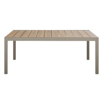 Doolin - Table extensible de jardin en aluminium imitation bois et taupe 6/10 personnes