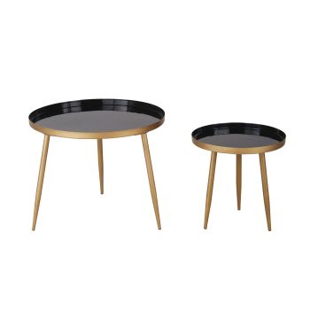 Avril - Tables basses rondes en métal noir et doré (x2)