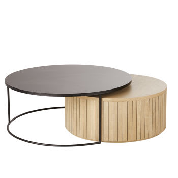 Petite table basse ronde noire bois et métal - Frei Référence : CD_Tb36C
