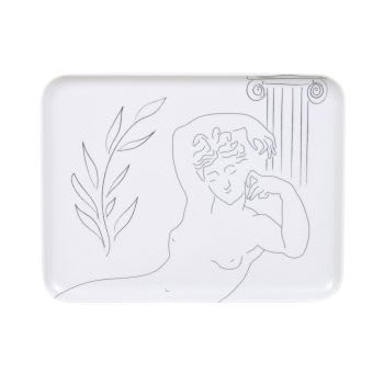APHRODITE - Tabuleiro em melamina branca com motivos de silhueta antiga preta - Lote de 2
