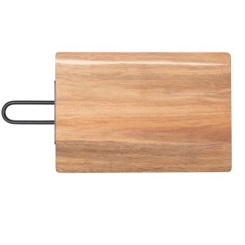 Tagliere in legno di acacia con manico in metallo lung. 33 cm