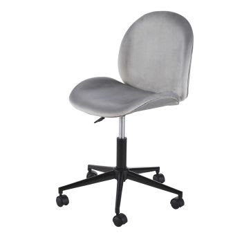 Tampico - Chaise de bureau à roulettes grise et métal noir