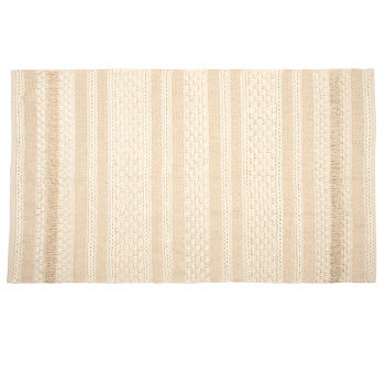 BLIDA - Tapete de algodão cor de linho e dourado 140x200