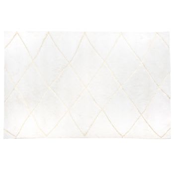Tapete de estilo berbere de algodão reciclado empenachado cor linho e dourado 160x230