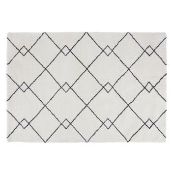 ELSULA - Tapete de estilo berbere tufado preto e branco 160x230