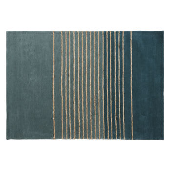 MAROMA - Tapete de lã tufada às riscas de juta verde 140x200