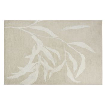 HOJA - Tapete em tecido jacquard bege e branco 155x230