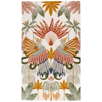 HAKOL - Tapete em tecido jacquard com motivo de plantas multicolor 90x150