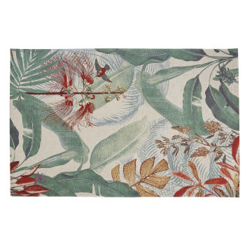 PRESSANA - Tapete em tecido jacquard com motivo tropical multicolor, 155x230