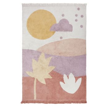 ORANA - Tapete infantil em algodão reciclado tufado com estampado de paisagem multicolor 120x180
