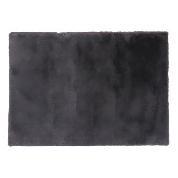 LEANDRO - Tapete shaggy em imitação de pelo cinzento-antracite 160x230