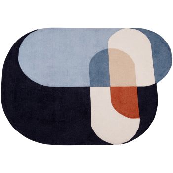LANDON - Tapete tufado em lã com motivo de cápsulas coloridas multicolor 105x150