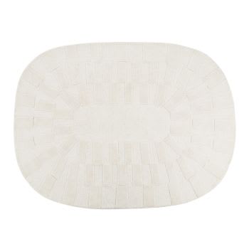 PLELEOS - Tapis en laine motif tufté blanc 160x220