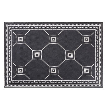 FIRENZE - Tapis en vinyle noir et écru motifs carreaux de ciment 100x150