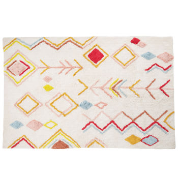 Mia - Tapis enfant style berbère en coton recyclé à motifs multicolores 120x180