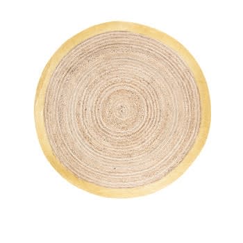 Tapis rond lavable, respectueux de l'environnement, grand tapis rond, motif  géométrique, dégradé gris, lignes dorées, diamètre 180 cm