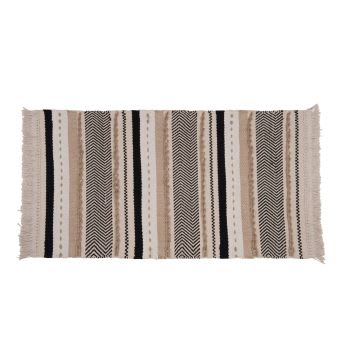 PABLO - Tapis tissé en coton recyclé et jute à motif géométrique 90X150