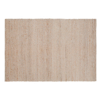 Barcelone - Tapis tissé en jute et coton recyclé blanc et beige 250x350