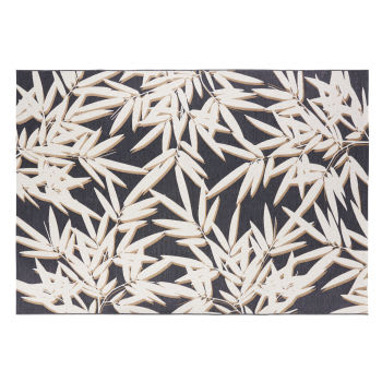 OVERBROOK - Tapis tissé jacquard imprimé feuillage écru et noir 160x230