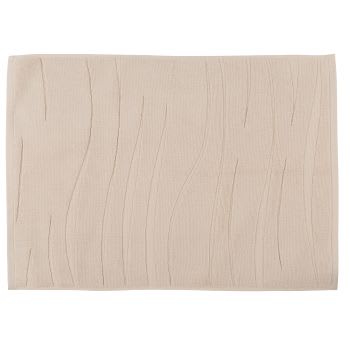 Thora - Tappeto da bagno in cotone biologico beige con fantasia 50x90 cm