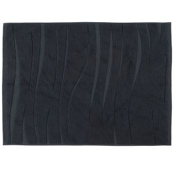 Thora - Tappeto da bagno in cotone biologico grigio antracite con fantasia 100x150 cm