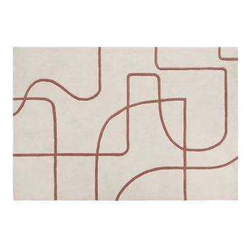 Tappeto di design taftato in lana écru 160x230 cm