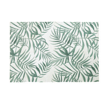 UTOPIA - Tappeto écru con stampa vegetale verde 140x200 cm