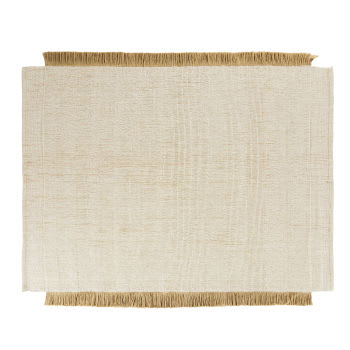 URTOLU - Tappeto in iuta, lana e cotone bianco e marrone 140x200 cm