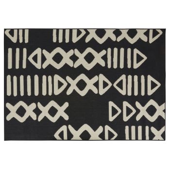 MANZI - Tappeto in polipropilene nero e grigio 160x230 cm