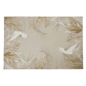 JANDAYA - Tappeto intessuto jacquard beige e bianco 160x230cm