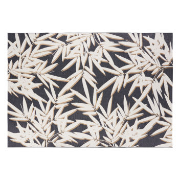 OVERBROOK - Tappeto intessuto jacquard con stampa a foglie écru e nero 160x230 cm