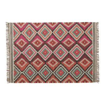 Tappeto intrecciato in stile kilim multicolore in lana e juta 160 x 230 cm  Acapulco