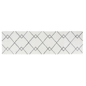 ELSULA - Tappeto per corridoio stile berbero taftato nero e bianco 80x300 cm