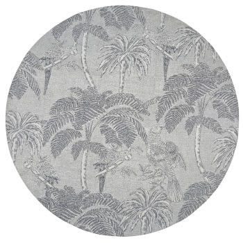 PARADIS - Tappeto rotondo intessuto jacquard beige stampa grigio antracite, D200
