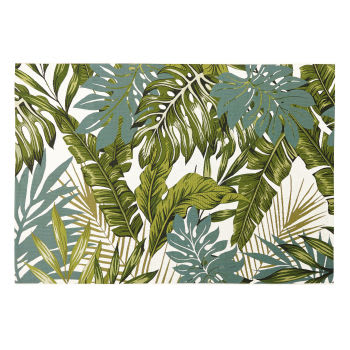 AMAZONIE - Tappeto verde ed écru con stampa tropicale 140x200 cm, OEKO-TEX®