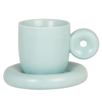 MAPO - Tasse mit Untertasse aus blauem Steingut