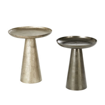 CAPETOWN - Tavolini da divano in metallo dorato e nero anticato (x2)