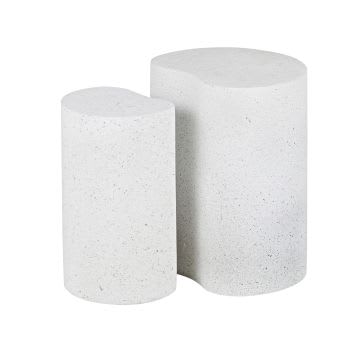 LEO - Tavolini da salotto effetto graniglia bianca (x2)