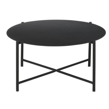 Tavolino basso da giardino rotondo in acciaio nero Ø 74 cm