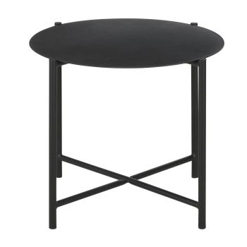 Tavolino basso da giardino rotondo in acciaio nero Ø 54 cm