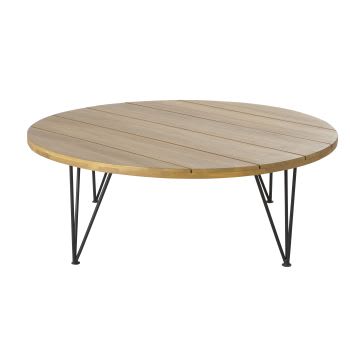 Caramba - Tavolino da giardino in acacia massello e metallo nero