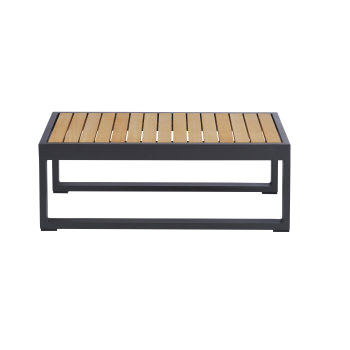 Lenyx Business - Tavolino da giardino in teak massello e alluminio grigio antracite, 28 cm