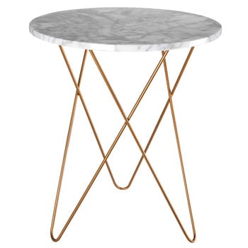 Odyssee - Tavolino da salotto in marmo chiaro e metallo dorato