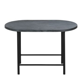 HALIS - Tavolino da salotto in marmo e metallo neri