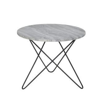 Tavolino da salotto in marmo grigio e metallo nero