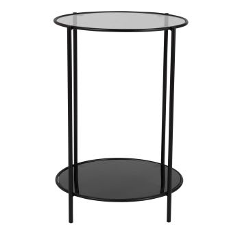 BLOOMS - Tavolino da salotto in vetro e metallo nero