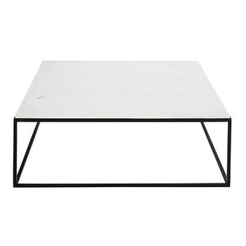 Marble - Tavolino da salotto quadrato in marmo bianco e metallo nero
