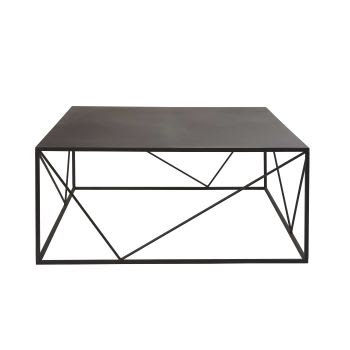 Tavolino da salotto in vetro e metallo nero 80x80CM