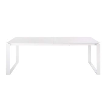 Guam - Tavolo da giardino allungabile in alluminio bianco 8/10 persone, 206/266 cm